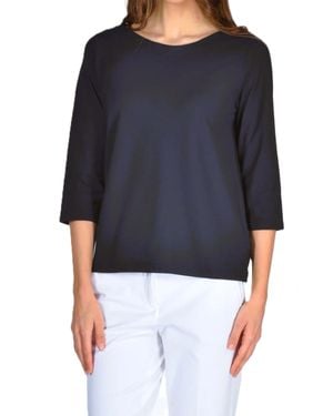 Zanone Three-Quarter Sleeve Minimalist Fabric Top - Black