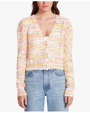 BB Dakota By Steve Madden Cardigan Puff Sleeve Cozy Jzz70 - Blue