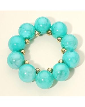 Fashnzfab Chunky Iridescent Ball Beaded Bracelet - Blue