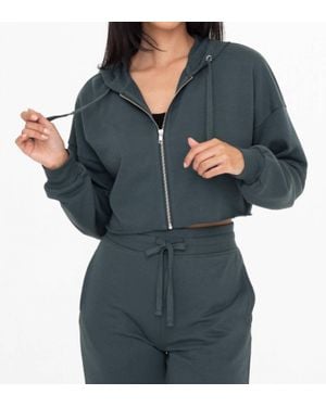 Mono B Go To French Terry Crop Hoodie - Blue