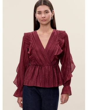 Rebecca Taylor Olivia Ruffle Blouse - Red