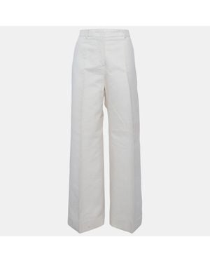 Sportmax Cream Gabardine Wide Leg Pants - Gray