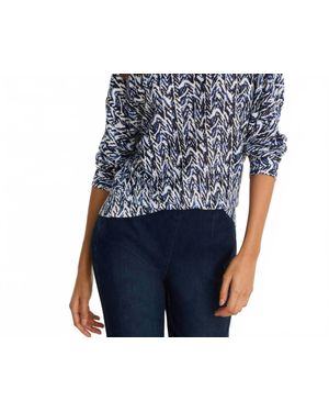 NIC+ZOE Boatneck Crosshatch Sweater - Blue