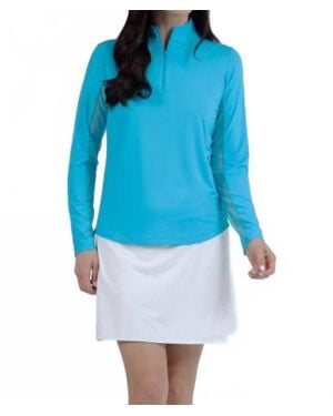 IBKUL Long Sleeve Mock Neck Top - Blue