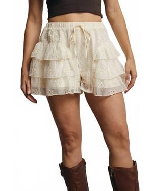 Listicle Lace Tiered Ruffle Shorts - Natural