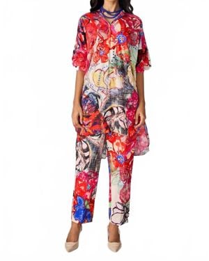 SAAKSHA & KINNI Akira Abstract Print Pants - Red