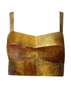 Jason Wu Collection Crinkle Memory Tie Dye Cropped Top - Yellow
