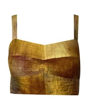 Jason Wu Collection Crinkle Memory Tie Dye Cropped Top - Yellow