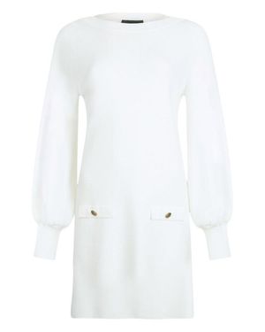 Liu Jo Relaxed Silhouette Dress With Voluminous Sleeves And Decorative Buttons - White