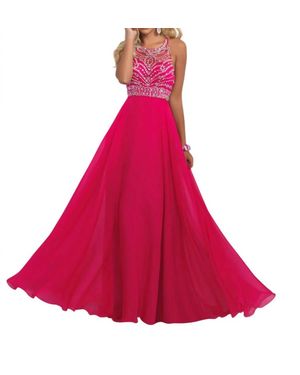 Blush Prom Beaded Mesh Bodice Gown - Pink