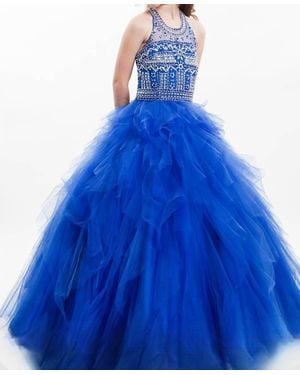 Rachel Allan Beaded Soft Tulle Ball Gown - Blue
