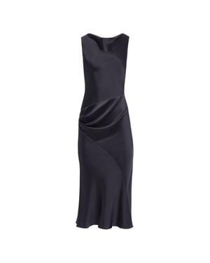 Nina Ricci Fitted Midi Dress With Draped Waist And Cowl Back Design - Blue
