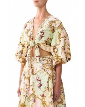 CAMILLA Front Puff Sleeve Top - Natural