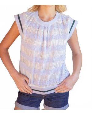 Voya Sleeveless Striped Banded Top - Blue