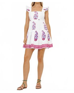 Oliphant Smocked Square Neck Mini Dress - Red