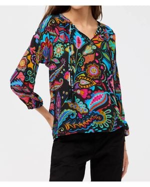 Johnny Was Margot V-Neck Blouse - Blue