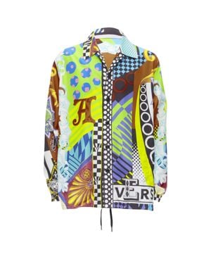 Versace Pop Temple Print Nylon Windbreaker Shirt Jacket - Multicolor