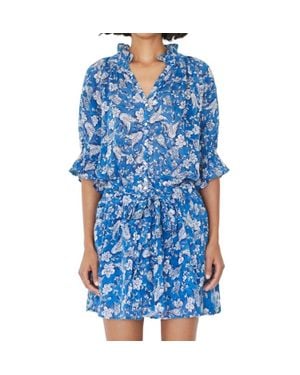 Sundry Short Dress With Tie - Blue