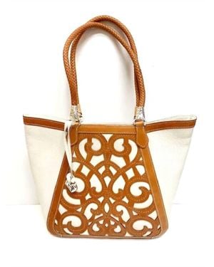 Brighton Genevieve Laser Cut Leather Satchel Purse - White