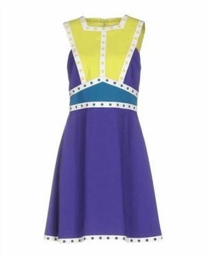 Missoni Leather Trim Mini Skater Dress - Purple