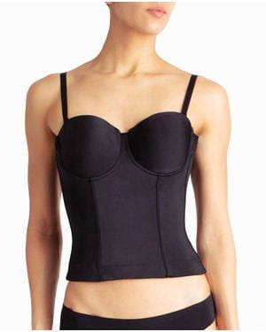 Nicole Miller Microfiber Low Back Boned Bustier - Black