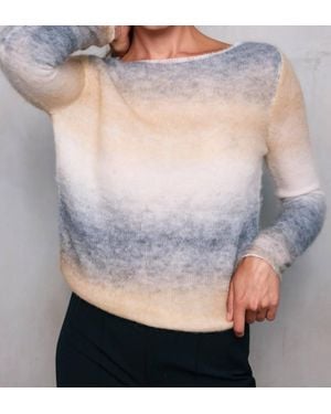 Line & Dot Abstract Ombre Sweater - Gray