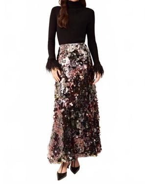Marie Oliver Tucker Feather-Trimmed Cuffs Top - Black