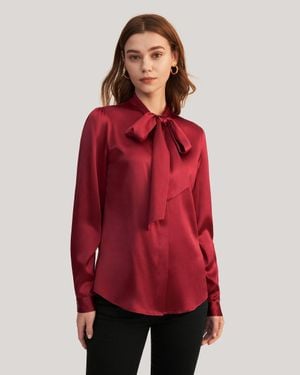 LILYSILK Bow-Tie Neck Silk Blous - Red