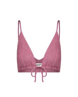 Matthew Bruch Triangle Tie Front Crop Top - Pink