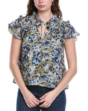 Sail To Sable Flutter Sleeve Top - Blue