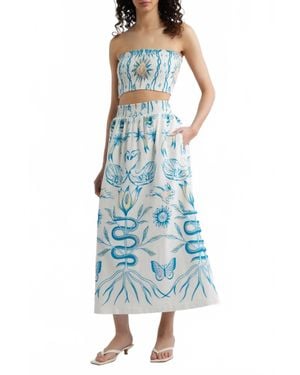 Cleobella Sylvan Top And Midi Skirt Set - Blue