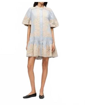 Sea Alexandra Embroidered Bubble Sleeve Tunic Dress - White