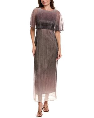 Maison Tara Crinkle Lurex Mesh Maxi Dress - Brown