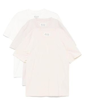 Maison Margiela Neutral-Hued T-Shirt Set With Distinctive Stitch Logo - White