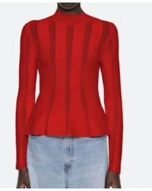 Sea Devon Knit Peplum Top - Red