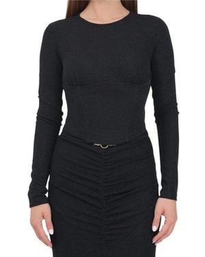 Just Cavalli Polyester Metallic Fiber Elastane Top - Black