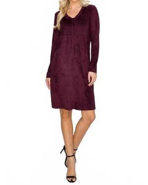 Joh Aurora Suede V Neck Dress With Pockets - Purple