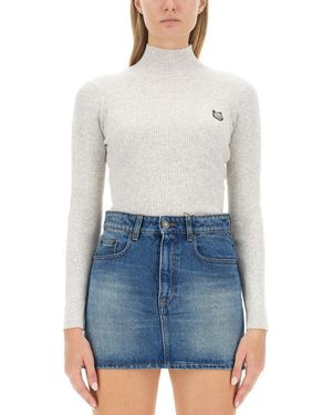 Maison Kitsuné Slim-Fit High Neck Jersey - Blue