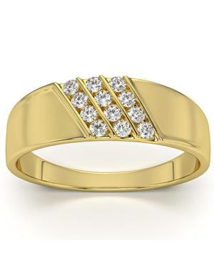 Pompeii3 1/5Ct Row Diamond Polished Lightweigt Ring - Pink