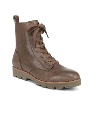 Vionic Lani H8260L4-252 Combat 8 Greige Vintage Leather Boots Zpo504 ,8) - Brown