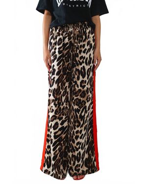 Q2 Leopard Straight Pants - Black