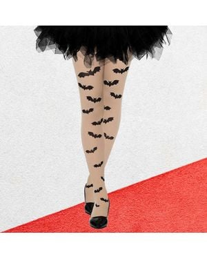 TRUEDAMES Bat Patterned Halloween Costume Tights - Red