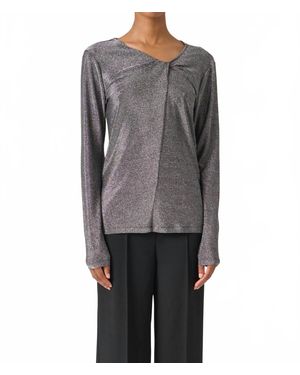 Soaked In Luxury Skylara Knotted Long Sleeve Glitter Top - Gray
