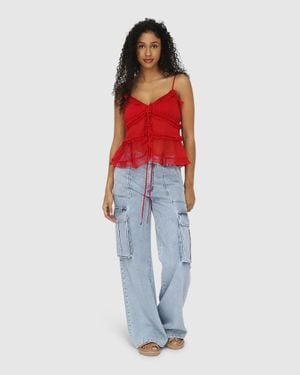Belle & Bloom Heart Of Glass Chiffon Cami - Red