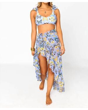BuddyLove Cheek Bikini Bottom With Wrap Skirt Set - Blue