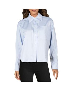 Parker Striped Cotton Button-Down Top - White