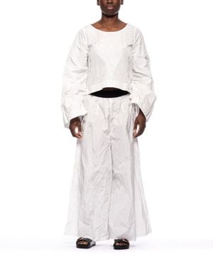 Maria Calderara Crinkled Short Palazzo Pants - White