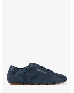 Michael Kors Outlet Susie Suede And Leather Sneaker - Blue
