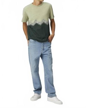 Missoni Slub Zig Zag Cotton Crewneck T-Shirt - Blue