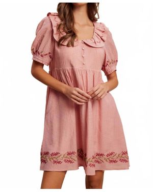 Listicle Embroidered Babydoll Dress
